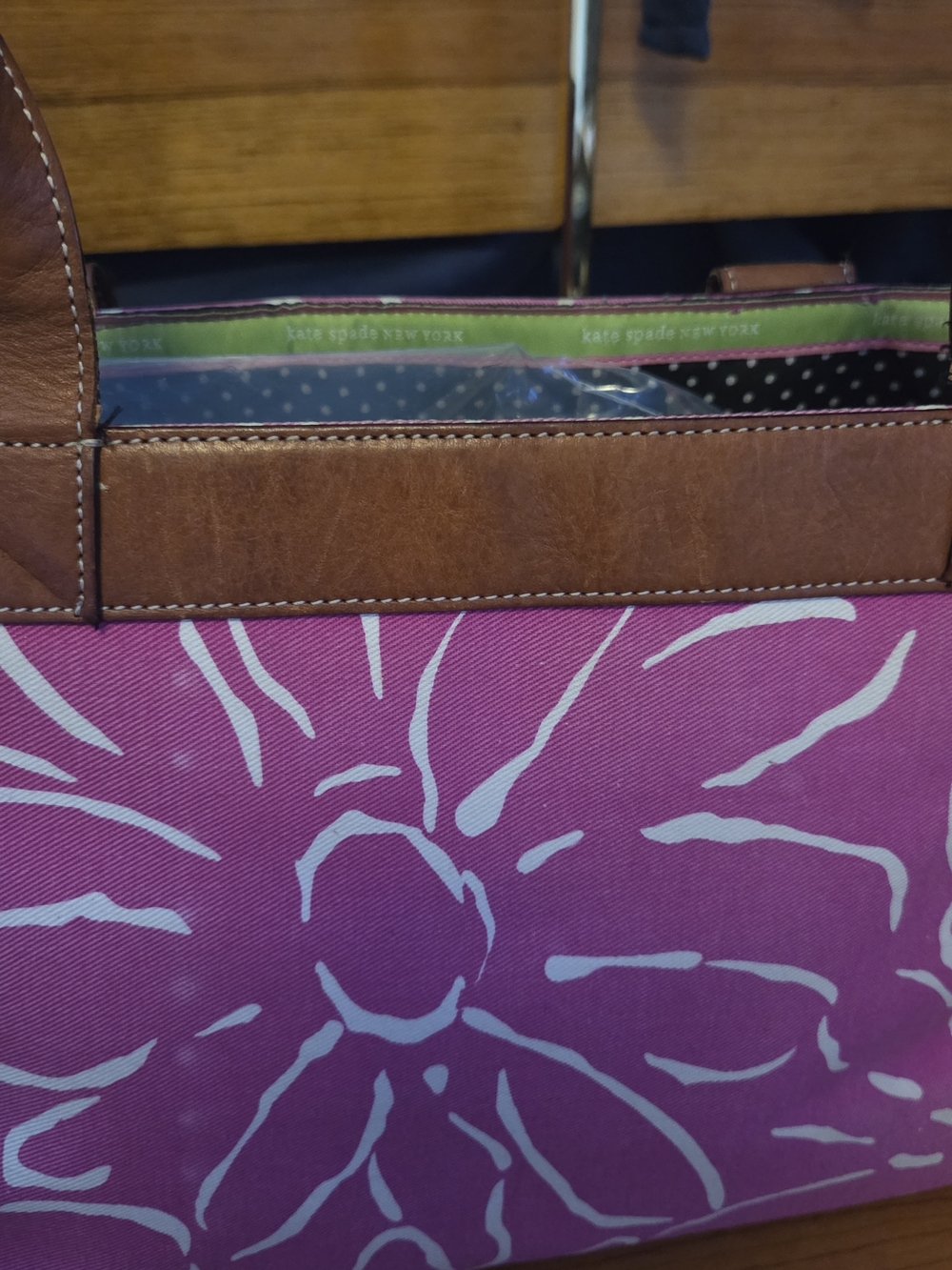 Kate Spade Pink Floral Statement Tote | Leather Handles Preppy Chic Classic - Picture 12 of 16